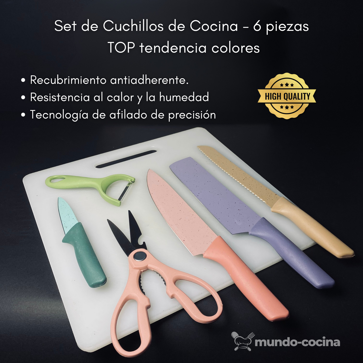 Set de Cuchillos de Cocina - 6 piezas TOP Colores Tendencia