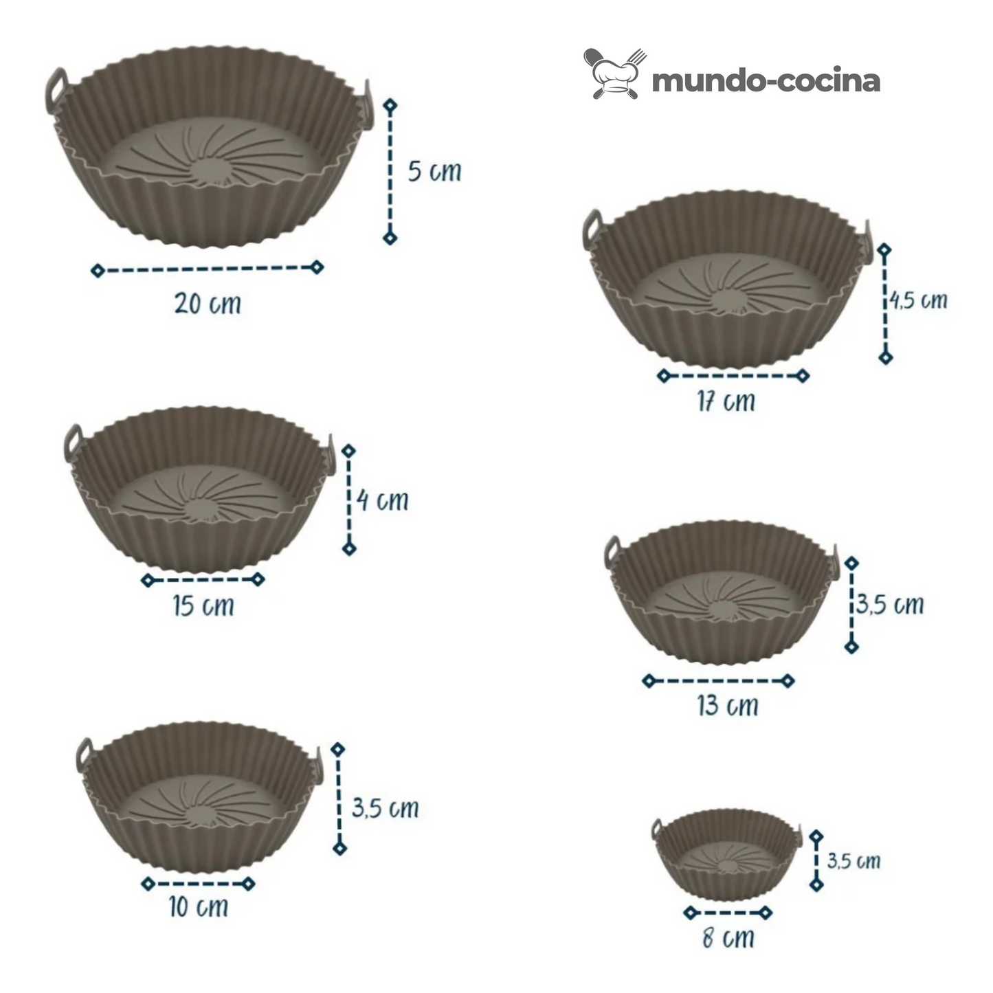 Kit de 6 Moldes de Silicona Protectores para Air Fryer