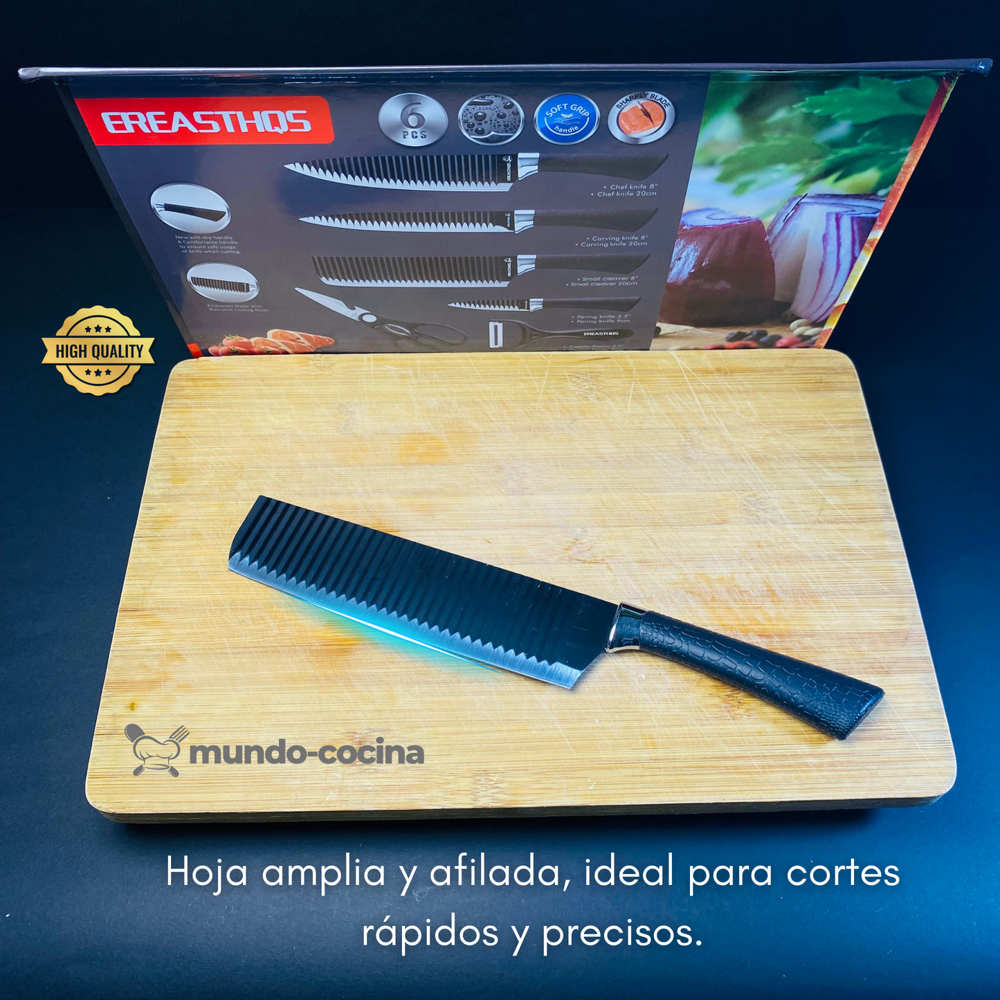 Set de Cuchillos de Cocina Premium - 6 Piezas Mango Antideslizante