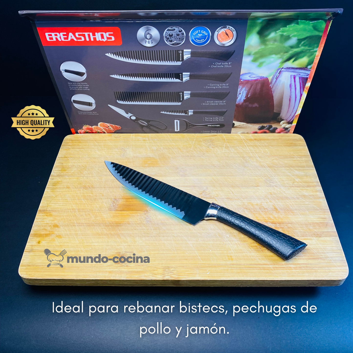 Set de Cuchillos de Cocina Premium - 6 Piezas Mango Antideslizante